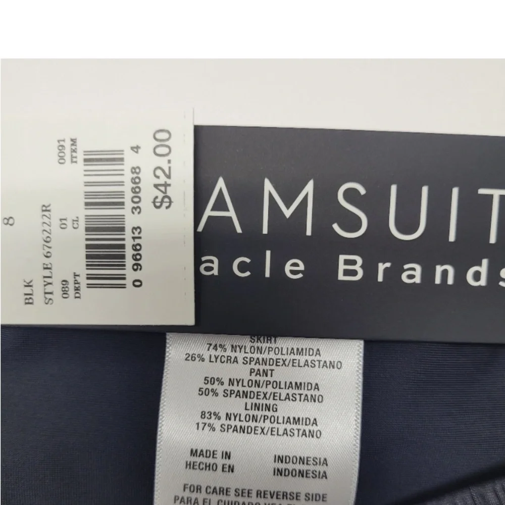 NWT Slimming Control Solid Swim Bikini Skirt Dreamsuit by Miracle Brands. BLK - Picture 5 of 8
